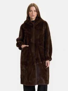 Rinascimento Futro CFC0122225003 Brązowy Regular Fit. Brązowe płaszcze Rinascimento, m, bez wzorów, z futra, bez kaptura. Za 719,99 zł.