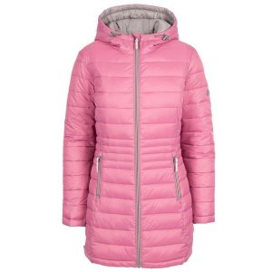 Trespass Mavis – kobiecy, swobodny róż do policzków Jkt Rose. Czerwone kurtki Trespass, bez wzorów, z puchu, bez kaptura. Za 373,99 zł.