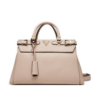 Torebka Guess. Brązowe kuferki Guess, z aplikacjami, bez dodatków. Za 409,99 zł.