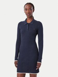 Tommy Jeans Sukienka dzianinowa DW0DW23317 Granatowy Slim Fit. Niebieskie kombinezony Tommy Jeans, xs, bez wzorów, z dzianiny, bez kołnierzyka, bez ramiączek. Za 449,99 zł.
