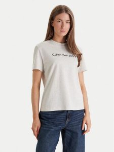 Calvin Klein Jeans T-Shirt LV047C912G Beżowy Regular Fit. Brązowe t-shirty Calvin Klein Jeans, xs, bez wzorów, z bawełny, bez kołnierzyka, bez ramiączek. Za 139,99 zł.