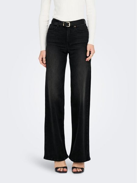 ONLY Jeansy 15299796 Czarny Wide Leg. Czarne jeansy ONLY, bez wzorów, z bawełny. Za 129,99 zł.