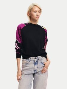 Desigual Sweter Barrie 24WWJF24 Czarny Regular Fit. Czarne swetry klasyczne Desigual, xl, z syntetyku, bez kołnierzyka. Za 259,99 zł.