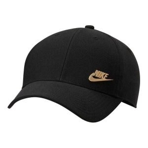 Strukturalna Czapka Z Daszkiem Z Metalowym Logo Klubu. Czarne czapki Nike, bez wzorów, z materiału. Za 131,99 zł.