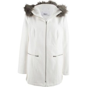 Parka z materiału w optyce wełny bonprix biel wełny. Kurtki marki bonprix. Za 89,99 zł.