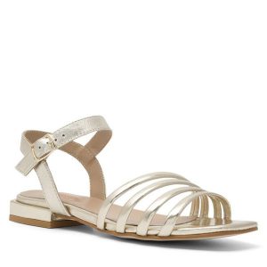 Sandały Badura. Żółte sandały Badura, bez wzorów, bez obcasa, na płaskiej podeszwie, bez zapięcia. Za 269,99 zł.