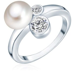 Valero Pearls Pierścionek z perłą srebro wysokiej próby Cyrkonia Perła hodowlana słodkowodna srebrny Pierścionki 1 ct Damski. Szare pierścionki Valero Pearls, z cyrkonią, srebrne. Za 229,99 zł.