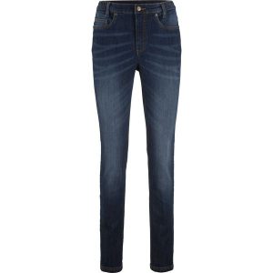 Dżinsy SKINNY z wygodnym paskiem. Niebieskie jeansy bonprix, bez wzorów, z jeansu. Za 132,99 zł.