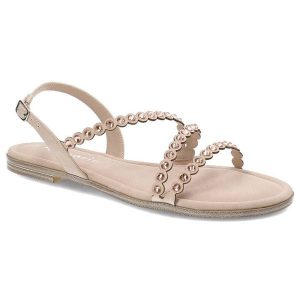 Różowe Sandały Tamaris Eleganckie Buty Damskie. Czerwone sandały Tamaris, bez wzorów, bez obcasa, na płaskiej podeszwie, bez zapięcia. Za 189,00 zł.