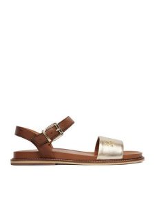 U.S. Polo Assn. Sandały EO-ADELI001W/6L1 Złoty. Żółte sandały U.S. Polo Assn., bez wzorów, ze skóry, bez obcasa, na płaskiej podeszwie, bez zapięcia. Za 299,99 zł.