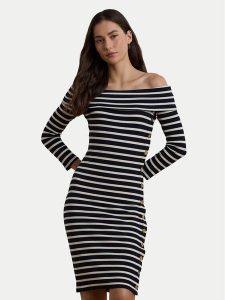 LAUREN RALPH LAUREN Sukienka codzienna 250957718001 Granatowy Slim Fit. Niebieskie sukienki Lauren Ralph Lauren, na co dzień, l, bez wzorów, z bawełny, bez kołnierzyka, bez ramiączek, proste. Za 599,99 zł.