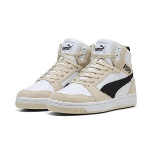 Sneakersy unisex Rebound v6 SD PUMA Alpine Snow Black White. Białe buty sportowe Puma, bez wzorów, bez zapięcia. W wyprzedaży za 254,00 zł.
