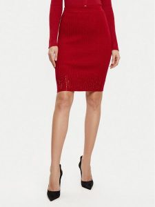 Guess Spódnica ołówkowa W5RD83 Z2Y50 Czerwony Slim Fit. Czerwone spódnice Guess, s, z aplikacjami, z syntetyku. Za 199,99 zł.