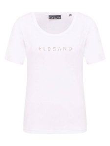 ELBSAND Koszulka "Loralie" w kolorze białym rozmiar: XL. Białe bluzki ELBSAND, xl, bez wzorów, bez kołnierzyka, bez ramiączek. Za 61,17 zł.