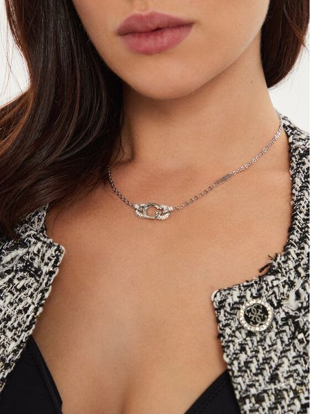 Guess Naszyjnik JUBN04 509JW Srebrny. Szare naszyjniki Guess, metalowe. Za 149,99 zł.