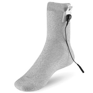 Skarpeta przewodząca do elektrostymulacji stopy 4FIZJO. Szare paski 4FIZJO, bez wzorów, z włókna. Za 49,99 zł.