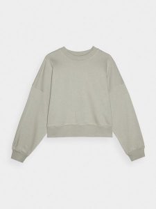 4F Bluza dresowa oversize nierozpinana bez kaptura damska - oliwkowa XL. Brązowe bluzy 4f, xl, bez wzorów, z bawełny, bez kaptura. W wyprzedaży za 69,99 zł.