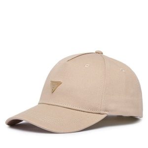 Czapka z daszkiem Guess. Brązowe czapki Guess, z aplikacjami. Za 142,99 zł.