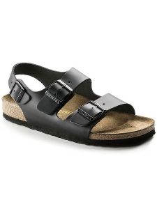 Birkenstock Sandały "Milano" w kolorze czarnym rozmiar: 41. Czarne sandały Birkenstock, bez wzorów, z otwartym noskiem, bez obcasa, bez zapięcia. Za 236,05 zł.