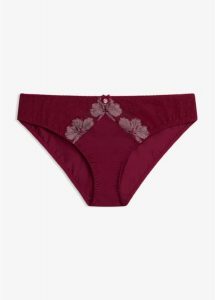 Figi ze szlachetnym haftem. Fioletowe figi bonprix, bez wzorów. Za 37,99 zł.