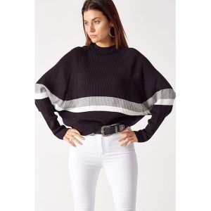 Sweter w kolorze czarno-szarym. Długie swetry marki Robin. W wyprzedaży za 109,95 zł.