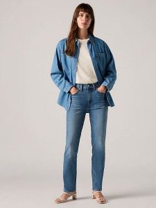 Levi's Dżinsy "724" - Slim fit - w kolorze niebieskim rozmiar: W27/L32. Niebieskie jeansy Levi's®, z aplikacjami, ze skóry, z podwyższonym stanem. Za 306,95 zł.