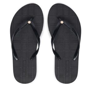 Japonki Barbour. Czarne klapki Barbour, bez wzorów, bez obcasa. Za 179,99 zł.