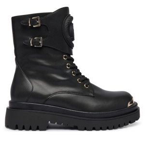 Trapery Just Cavalli. Czarne buty zimowe Just Cavalli, bez obcasa, bez zapięcia. Za 739,99 zł.