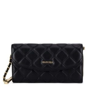 Torebka Badura. Czarne listonoszki Badura, bez wzorów, bez dodatków. Za 119,99 zł.