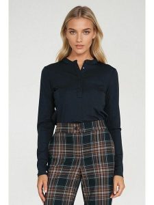 Nife Bluzka w kolorze granatowym rozmiar: 42. Niebieskie bluzki Nife, bez wzorów, bez kołnierzyka, bez ramiączek. Za 143,90 zł.