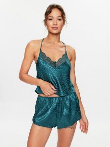 Hunkemöller Koszulka piżamowa 203227 Niebieski Comfortable Fit. Niebieskie koszule nocne Hunkemöller, bez wzorów, z syntetyku, bez ramiączek. Za 79,99 zł.