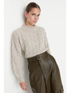 Trendyol Sweter w kolorze szarym rozmiar: M. Szare swetry oversize Trendyol, m, bez wzorów, ze splotem, bez ramiączek. Za 74,46 zł.