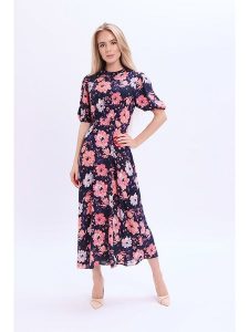Marks & Spencer Sukienka w kolorze granatowo-różowym rozmiar: 44. Niebieskie sukienki Marks & Spencer, bez wzorów, z wiskozy, bez kołnierzyka, bez ramiączek, maxi. Za 91,99 zł.