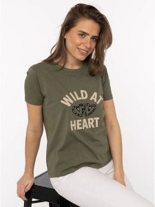 Zwillingsherz Koszulka w kolorze khaki rozmiar: L. Brązowe bluzki Zwillingsherz, l, bez wzorów, z bawełny, bez kołnierzyka, bez ramiączek. Za 82,99 zł.