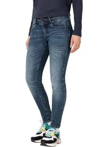 Timezone Dżinsy "Enya" - Skinny fit - w kolorze granatowym rozmiar: W26/L32. Niebieskie jeansy Timezone, z aplikacjami, ze skóry. Za 105,38 zł.