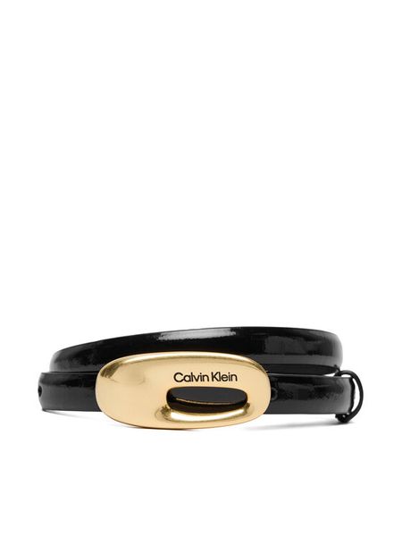 Calvin Klein Pasek Damski Oval Buckle Shiny Strap 15Mm LV04F7064G Czarny. Czarne paski Calvin Klein, bez wzorów, ze skóry. Za 249,99 zł.