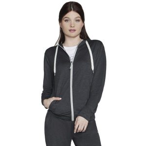 Bluza dresowa sportowa damska Godri Swift Full Zip Hoodie. Szare bluzy Skechers, xs, bez wzorów, z dresówki, bez kaptura. Za 199,99 zł.