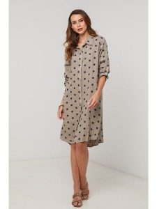 Lin Passion Lniana sukienka w kolorze szarobrązowym rozmiar: 36/38. Brązowe sukienki Lin Passion, na co dzień, bez wzorów, ze lnu, klasyczne, bez kołnierzyka, bez ramiączek, midi, proste. Za 173,99 zł.