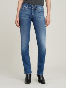 G-Star Dżinsy "Midge" - Slim fit - w kolorze niebieskim rozmiar: W30/L34. Niebieskie jeansy G-Star, z aplikacjami, ze skóry. Za 246,53 zł.