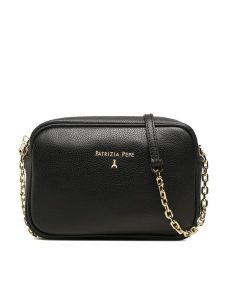 Patrizia Pepe Torebka CB0071/L001-K103 Czarny. Czarne listonoszki Patrizia Pepe, bez wzorów, ze skóry, bez dodatków. Za 539,99 zł.