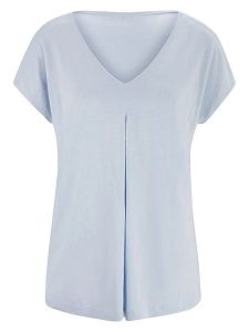 Heine Koszulka w kolorze błękitnym rozmiar: 40. Niebieskie bluzki Heine, bez wzorów, z wiskozy, bez kołnierzyka, bez ramiączek. Za 76,45 zł.