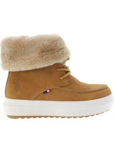 U.S. Polo Assn. Botki zimowe w kolorze jasnobrązowym rozmiar: 41. Brązowe botki U.S. Polo Assn., na zimę, bez wzorów, bez obcasa, na platformie, bez zapięcia. Za 237,17 zł.