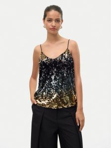 Vero Moda Top Ria 10317314 Czarny Regular Fit. Czarne topy Vero Moda, xs, bez wzorów, z syntetyku, bez kołnierzyka, bez ramiączek. Za 89,99 zł.