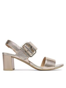 Caprice Sandały 9-28306-42 Złoty. Żółte sandały Caprice, bez wzorów, ze skóry, bez obcasa, na słupku, bez zapięcia. Za 217,99 zł.