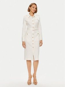 Tommy Hilfiger Sukienka koszulowa Utility Shirt Dress Ls WW0WW42269 Biały Regular Fit. Białe kombinezony TOMMY HILFIGER, s, bez wzorów, z bawełny, bez kołnierzyka, bez ramiączek. Za 499,99 zł.