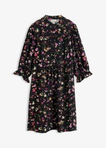 Sukienka tunikowa. Czarne sukienki bonprix, bez wzorów, bez kołnierzyka, bez ramiączek. Za 149,99 zł.