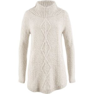 Sweter poncho, długi rękaw. Zielone golfy bonprix, bez wzorów. Za 117,99 zł.