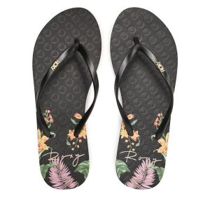 Japonki Roxy. Czarne kalosze Roxy, bez wzorów. Za 59,99 zł.