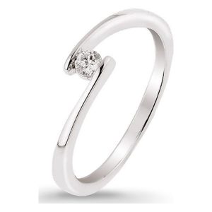 Unikalny Pierścionek Białe Złoto - złoto białe 585, Brylant 0,06ct. Pierścionki marki W.KRUK. Za 1 390,00 zł.