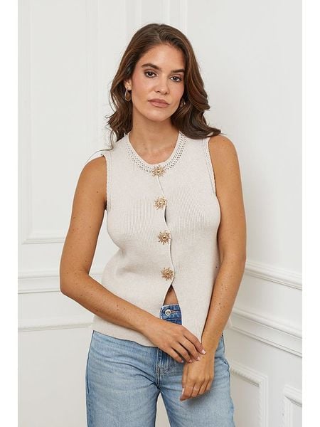 L'armoire de Suzette Kamizelka w kolorze beżowym rozmiar: 34/36. Brązowe kamizelki L'armoire de Suzette, l, bez wzorów, bez kołnierzyka, bez ramiączek, bez kaptura. Za 113,63 zł.